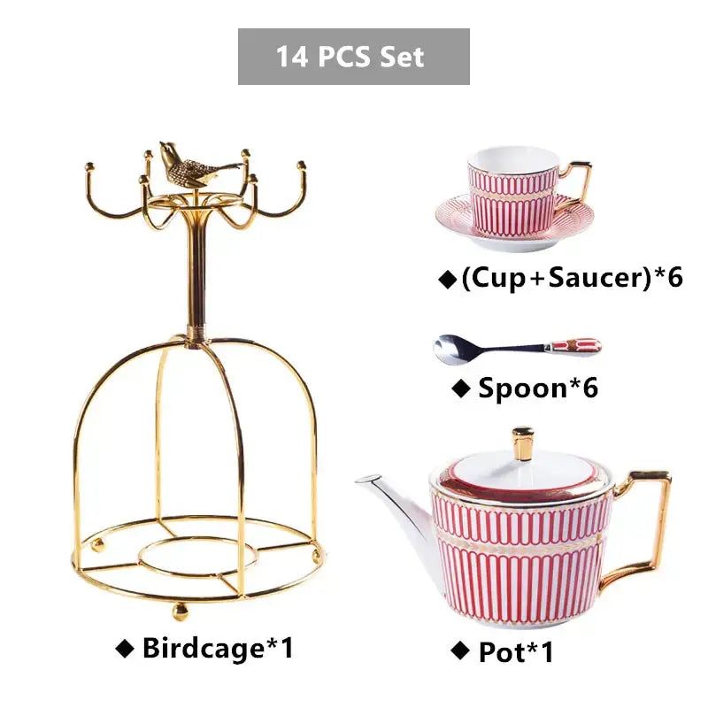 Red Gold Porcelain Coffee Set