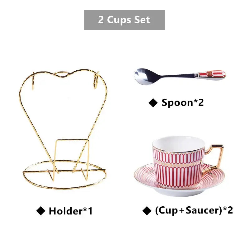 Red Gold Porcelain Coffee Set