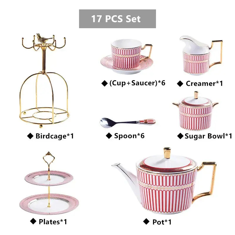 Red Gold Porcelain Coffee Set