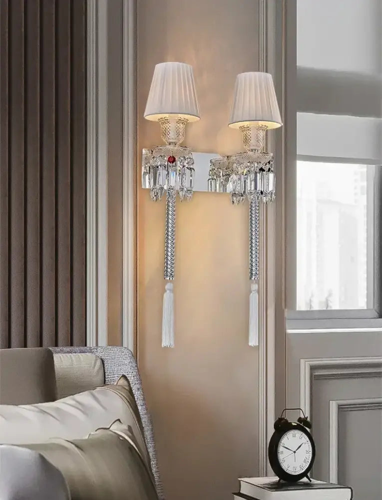 Silver Crystal Wall Lamp European Luxury Style