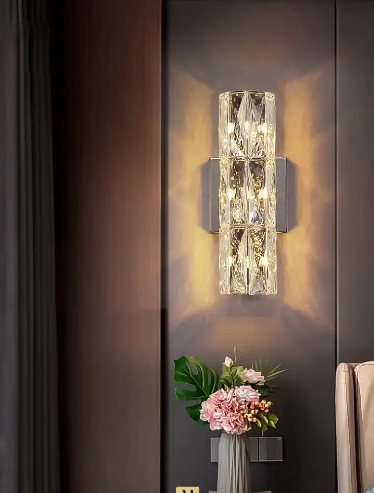Silver Crystal Bedroom Wall Sconce