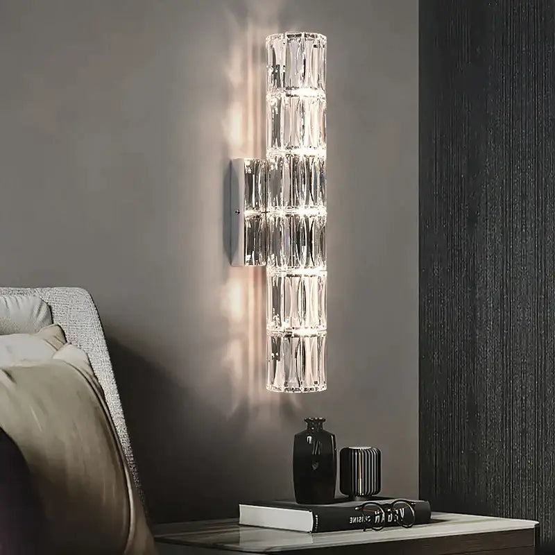 Silver Crystal Bedroom Wall Sconce
