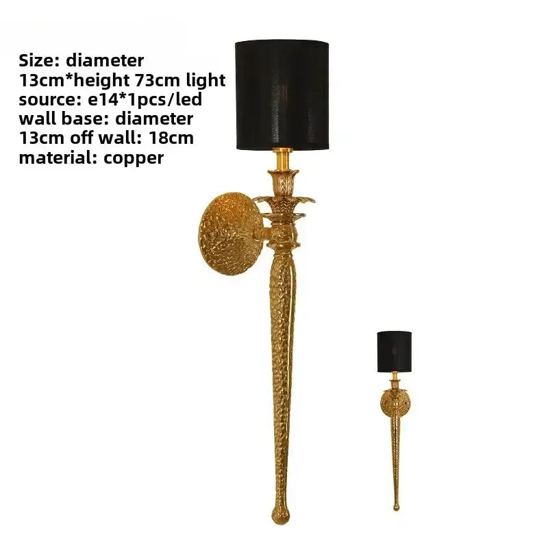 Gold Black Copper 73cm Wall Sconce