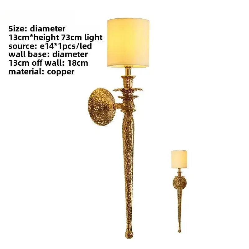 Gold Black Copper 73cm Wall Sconce