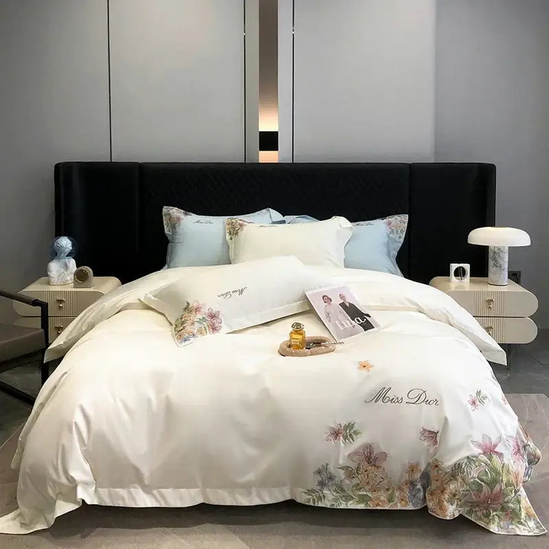 White Floral Cotton Bedding