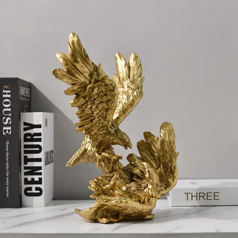 Gold Resin Eagle Sculpture