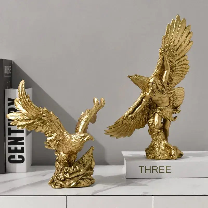 Gold Resin Eagle Sculpture