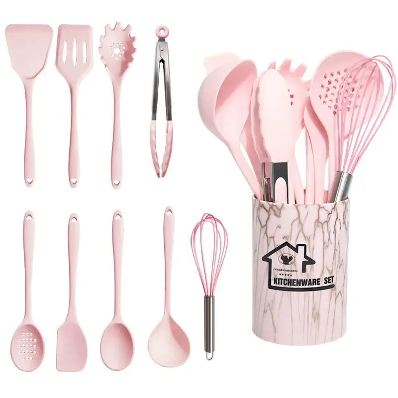 Pink Silicone Cooking Set