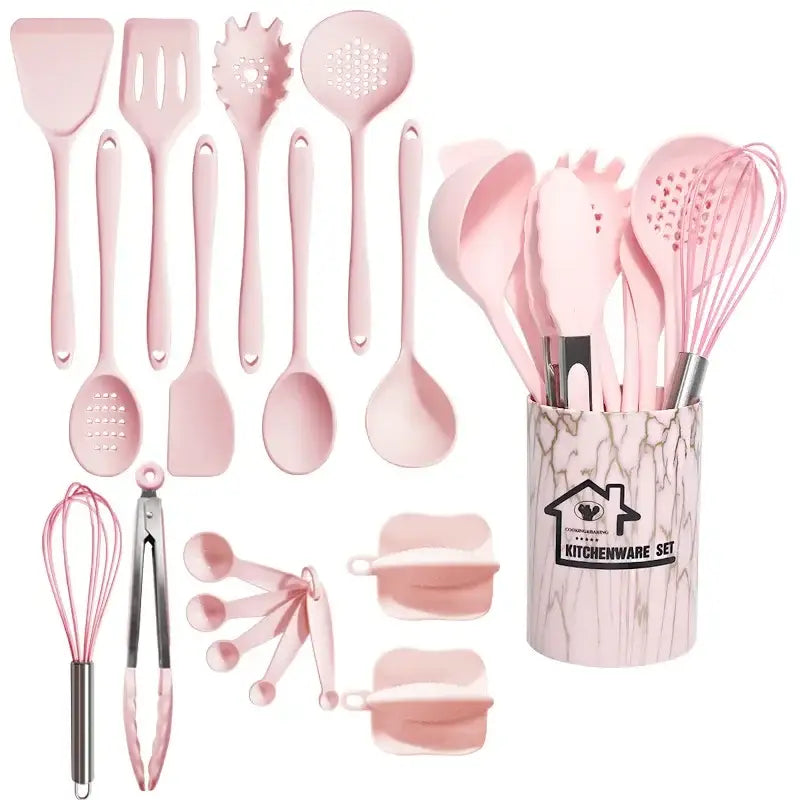 Pink Silicone Cooking Set