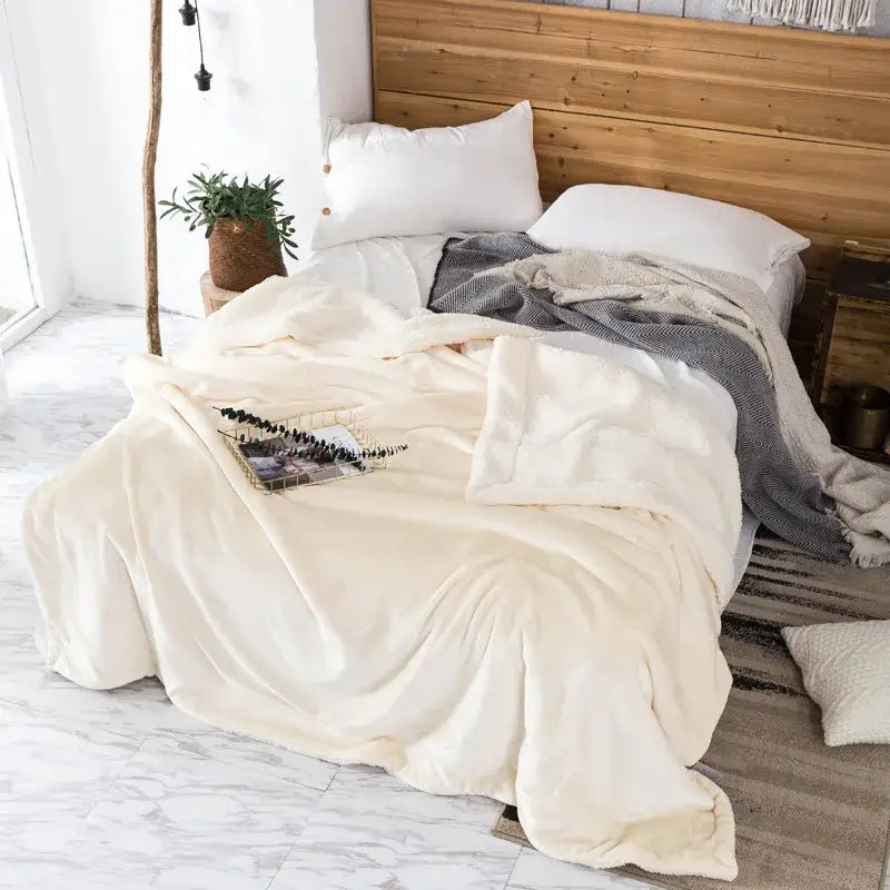 Maroon White Plush Blanket