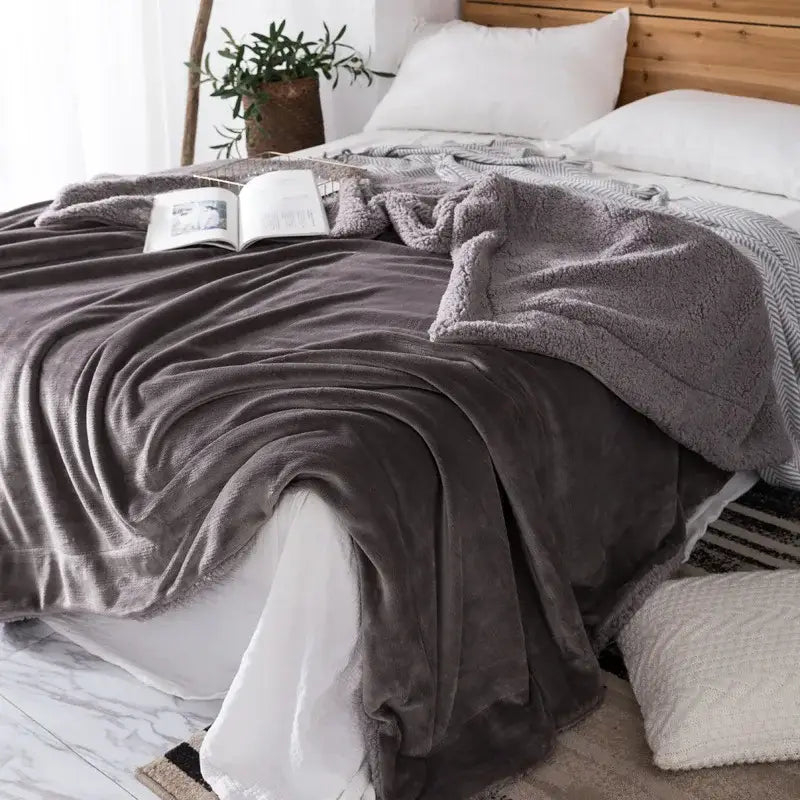 Maroon White Plush Blanket