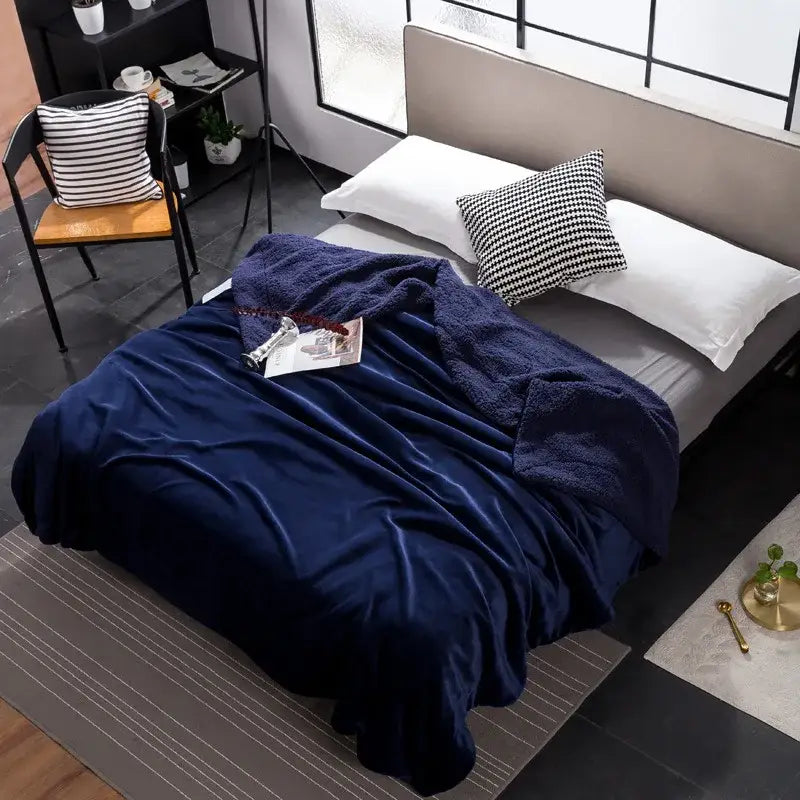 Maroon White Plush Blanket