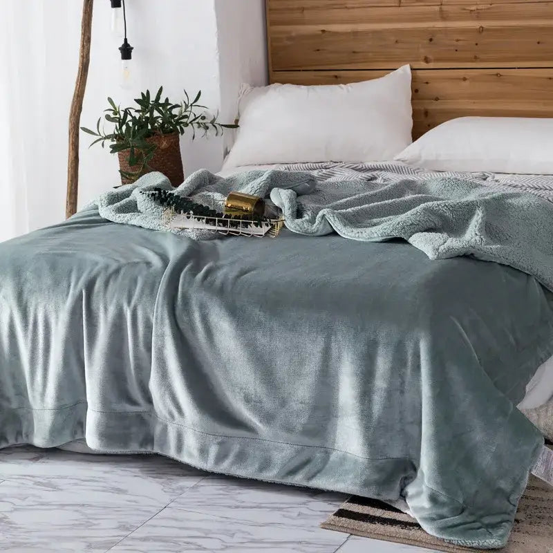Maroon White Plush Blanket