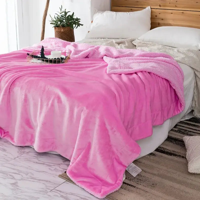 Maroon White Plush Blanket