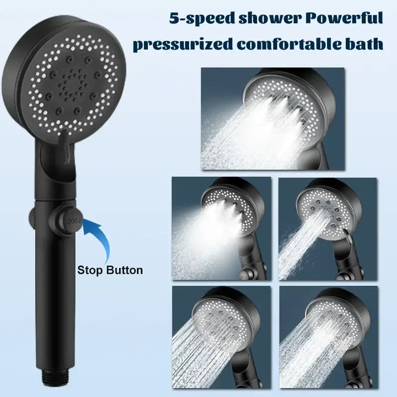 Black Adjustable Shower Head