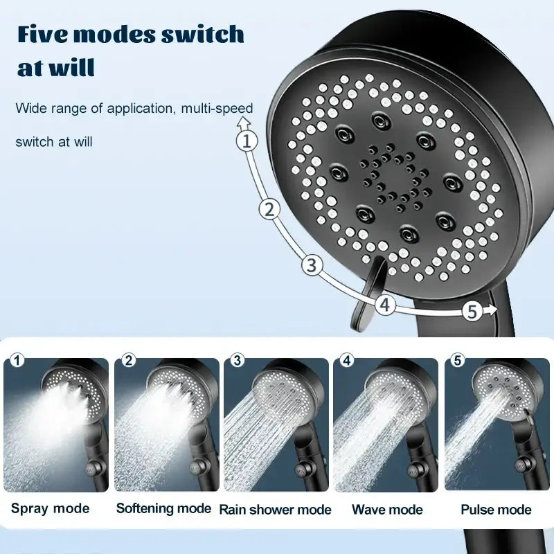Black Adjustable Shower Head
