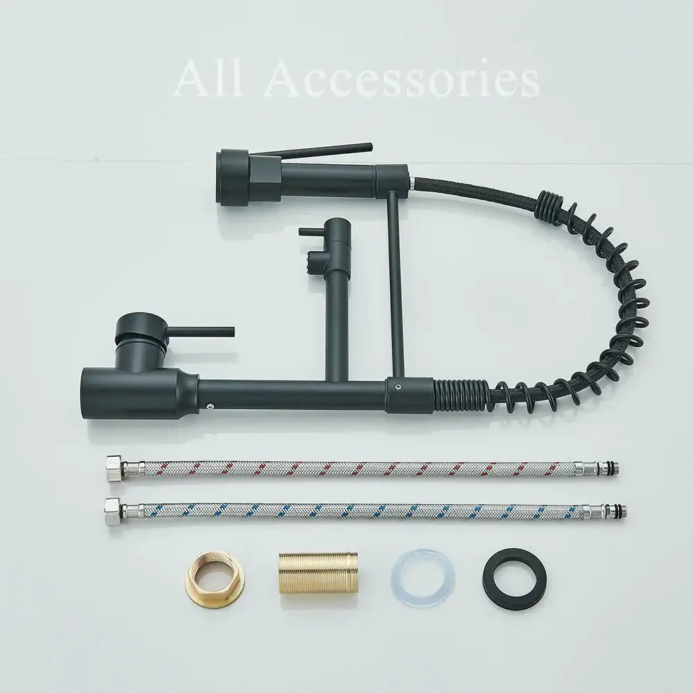 Black Brass Dual Spout Faucet for Kitchens
