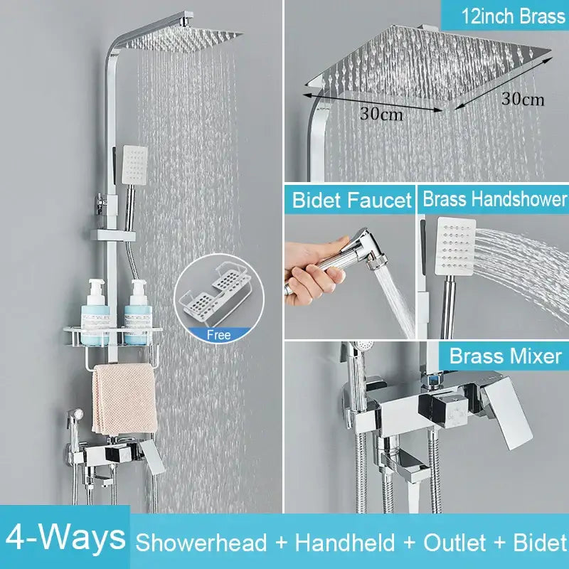 Black Brass Shower Set