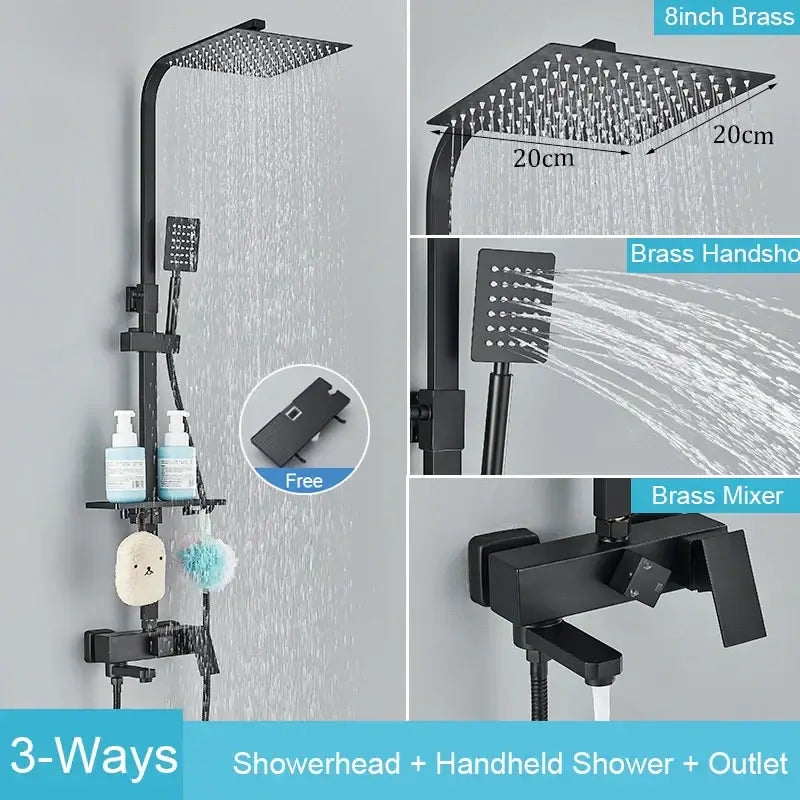 Black Brass Shower Set