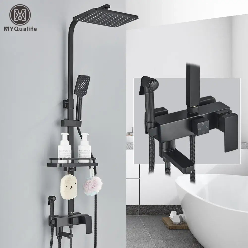 Black Brass Shower Set