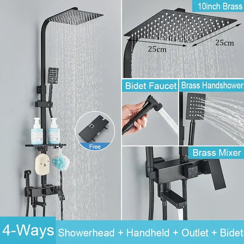 Black Brass Shower Set