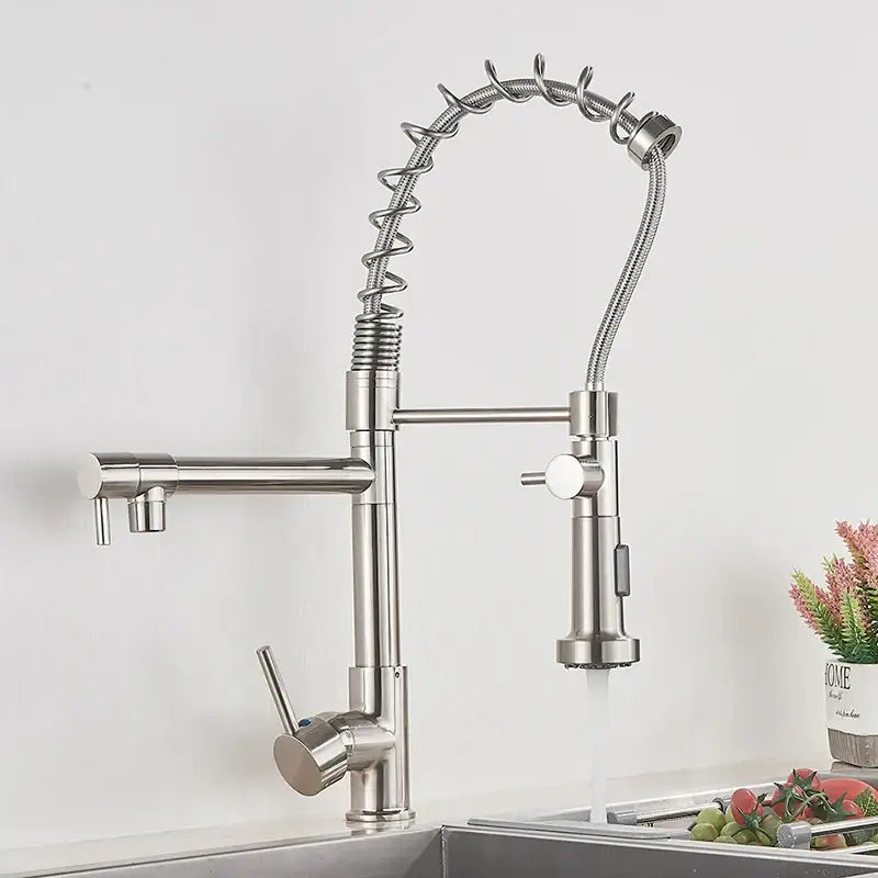 Black Brass Kitchen Faucet with Swivel Spout