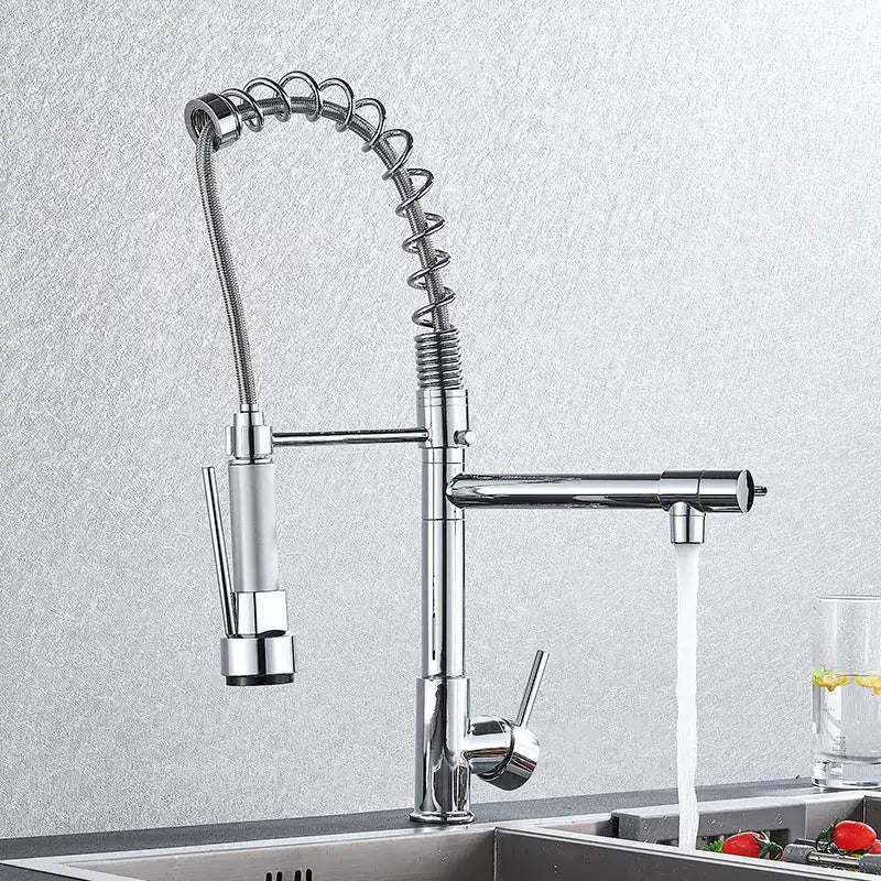 Black Brass Kitchen Faucet with Swivel Spout