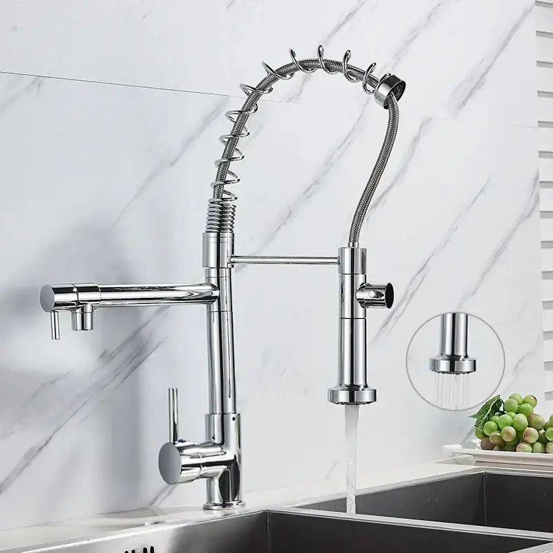 Black Brass Kitchen Faucet with Swivel Spout