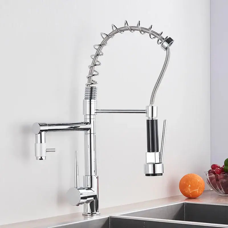 Black Brass Kitchen Faucet with Swivel Spout