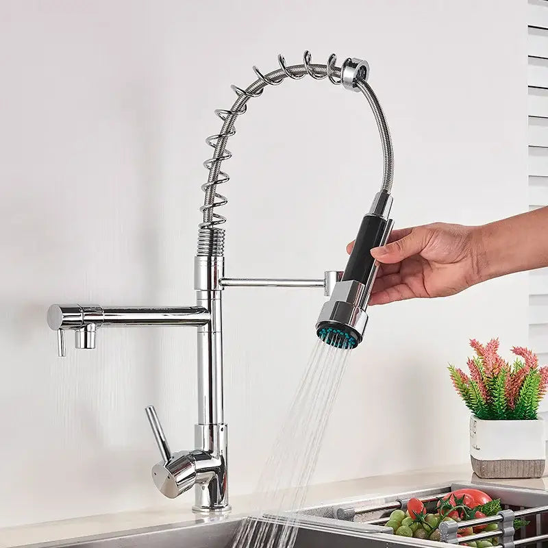Black Brass Kitchen Faucet with Swivel Spout