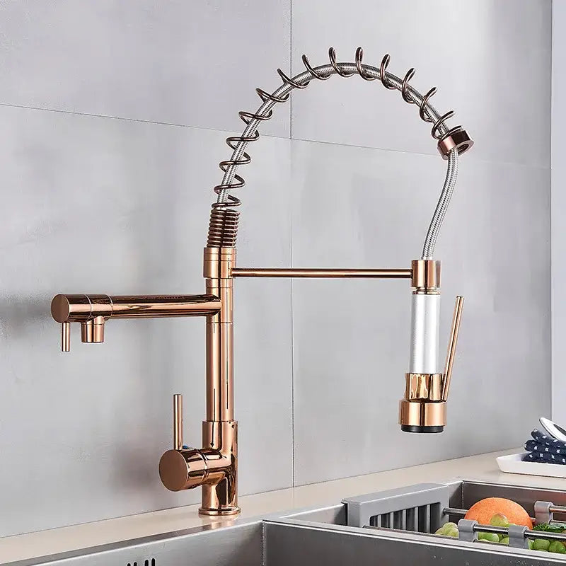 Black Brass Kitchen Faucet with Swivel Spout