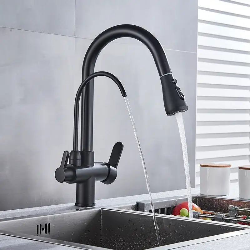 Matte Black Pull-Down Spray Kitchen Faucet