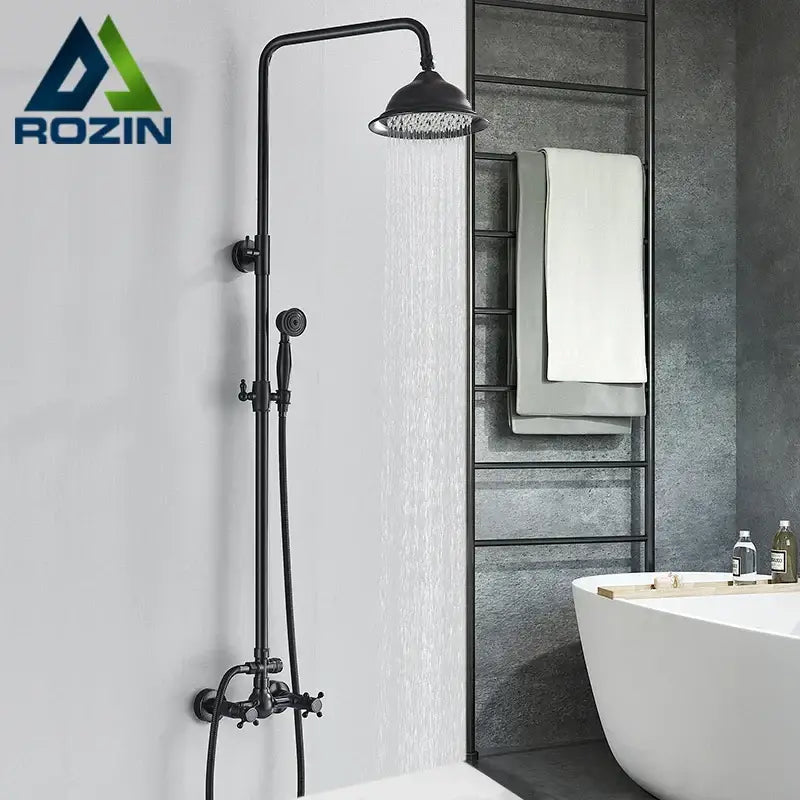 Black Rainfall Shower Dual Handle Bathroom Set