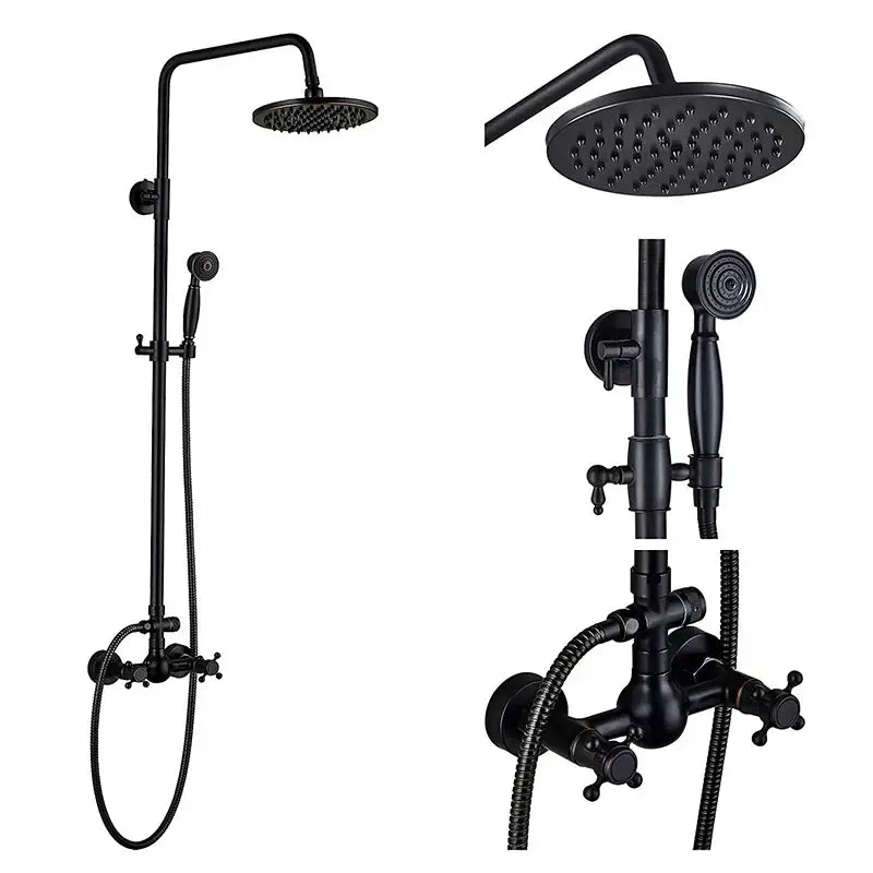 Black Rainfall Shower Dual Handle Bathroom Set