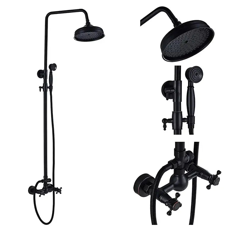Black Rainfall Shower Dual Handle Bathroom Set