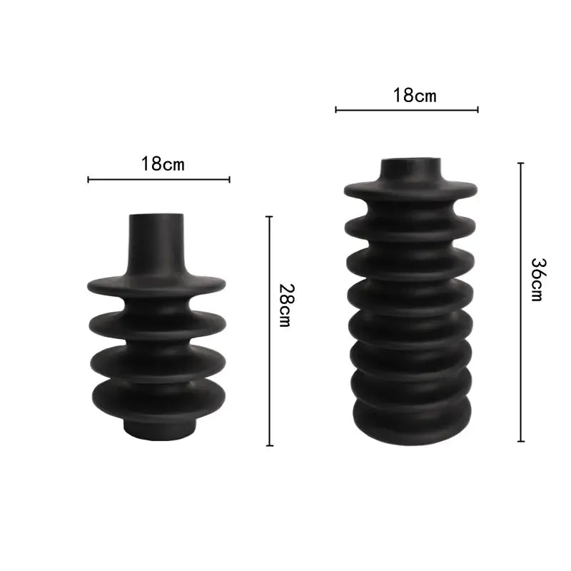 Black Geometric Ceramic Vase Spiral Design