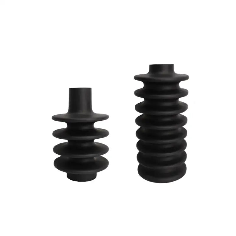 Black Geometric Ceramic Vase Spiral Design