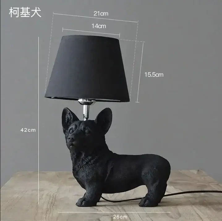 Black White Dog Table Lamp