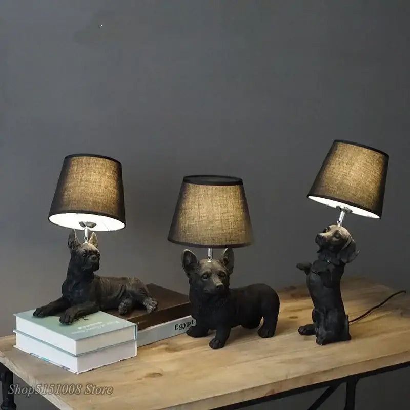 Black White Dog Table Lamp
