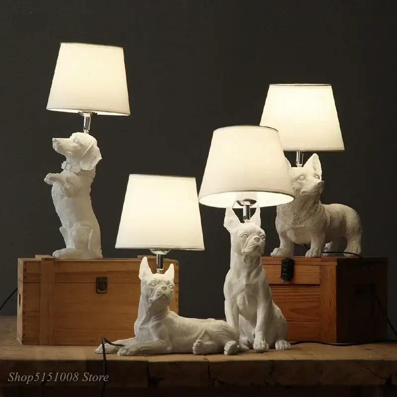 Black White Dog Table Lamp