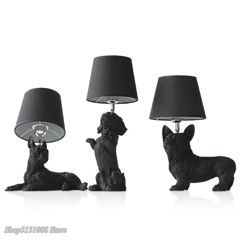 Black White Dog Table Lamp