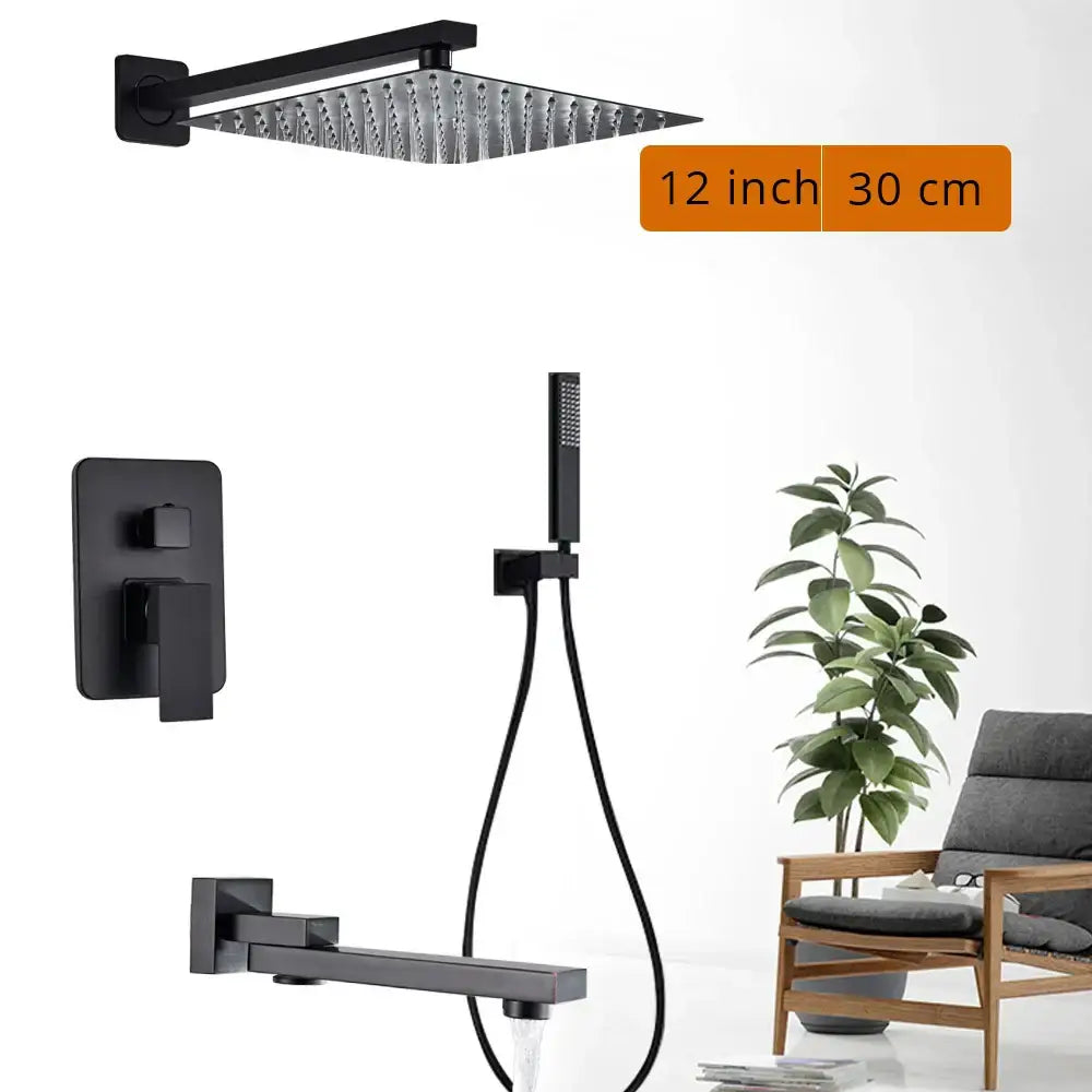 Matte Black Rain Shower