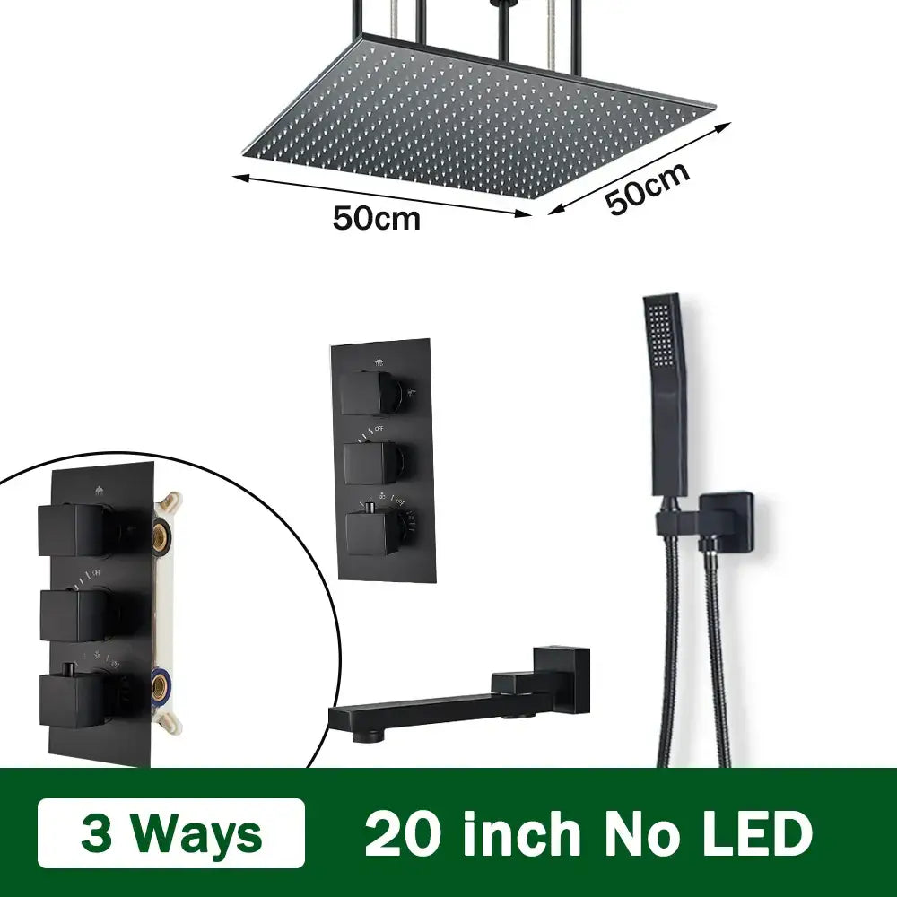 Black Thermostatic Shower Faucet