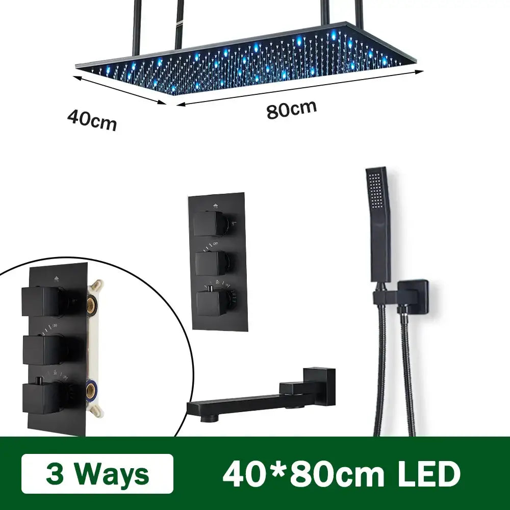 Black Thermostatic Shower Faucet