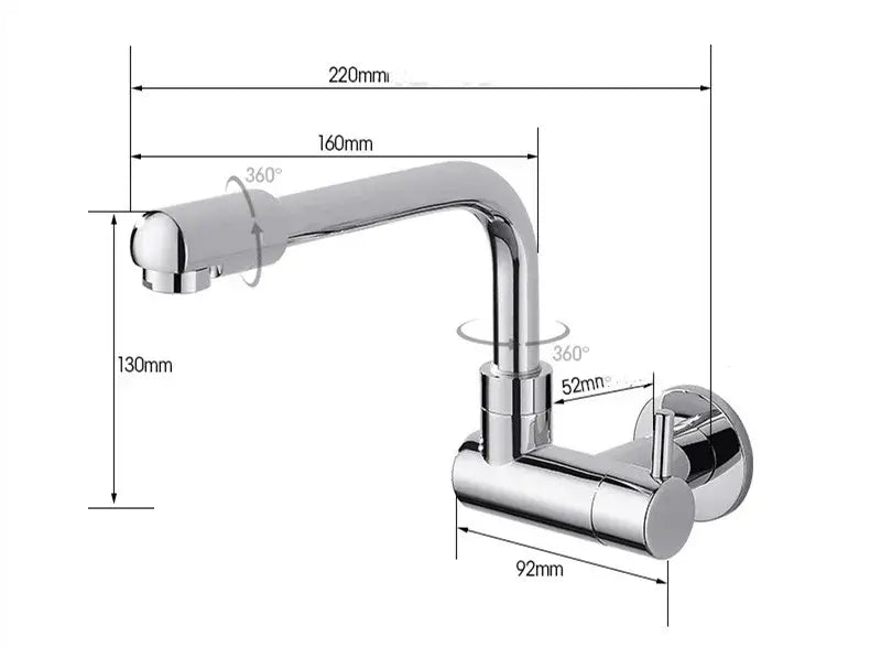 Black Rotating Kitchen Faucet 29cm Brass