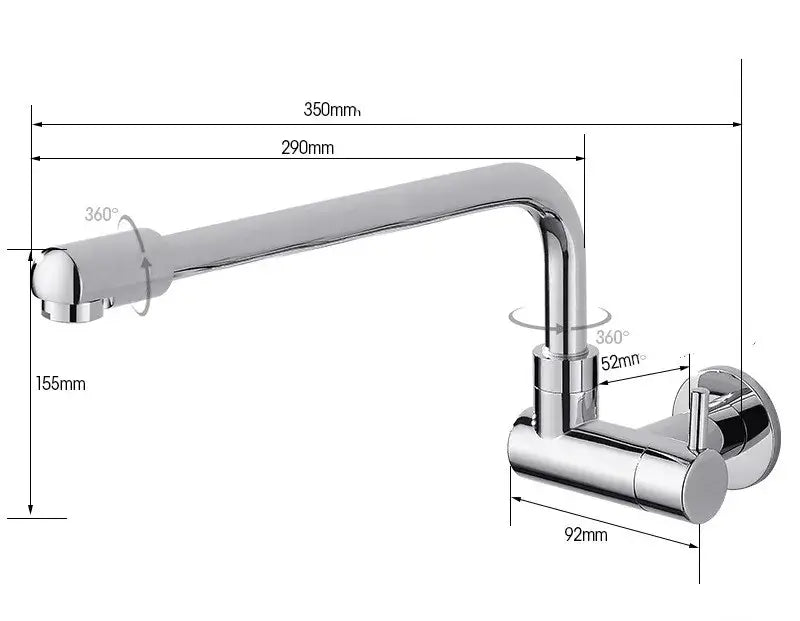 Black Rotating Kitchen Faucet 29cm Brass