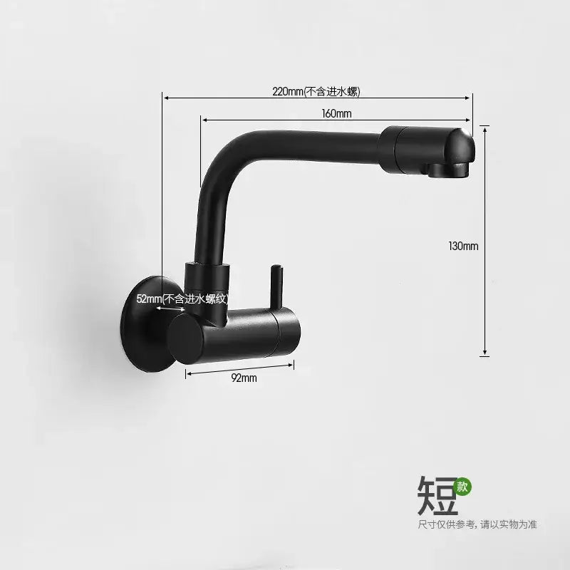 Black Rotating Kitchen Faucet 29cm Brass