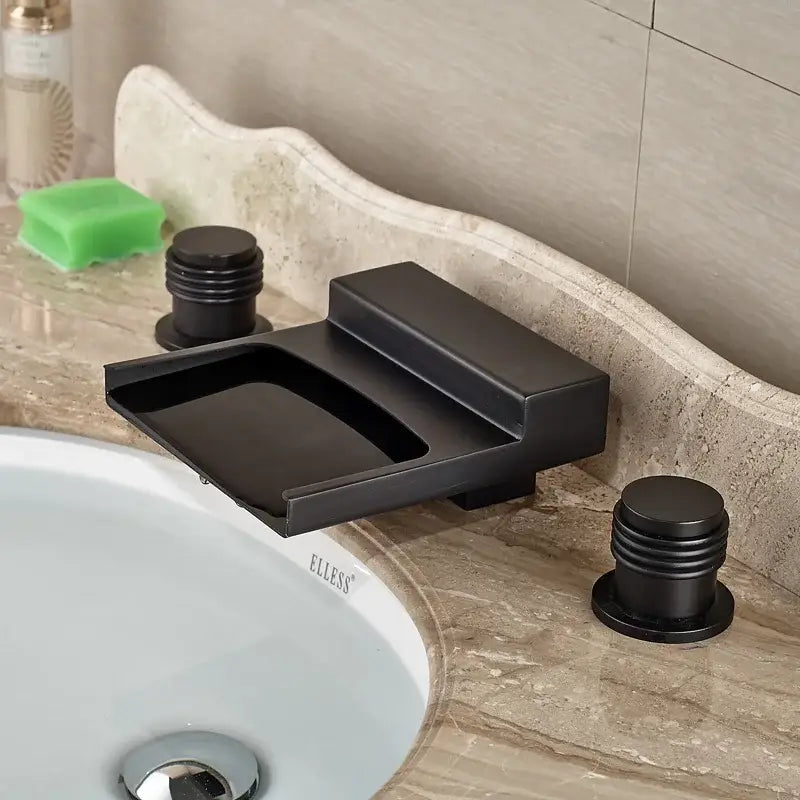 Black Wide Waterfall Faucet