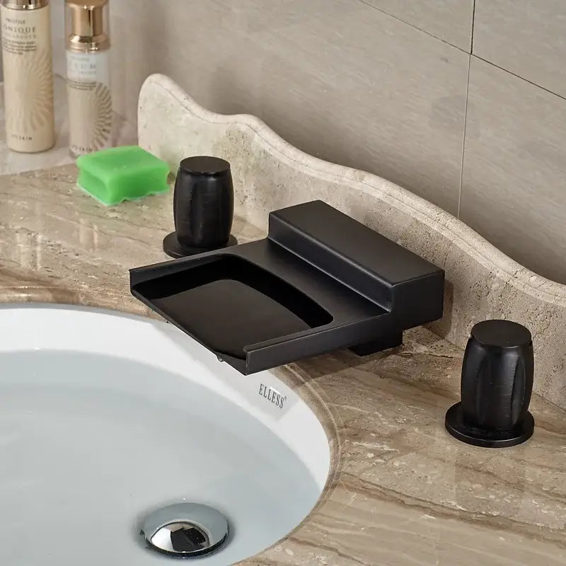 Black Wide Waterfall Faucet