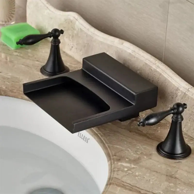 Black Wide Waterfall Faucet